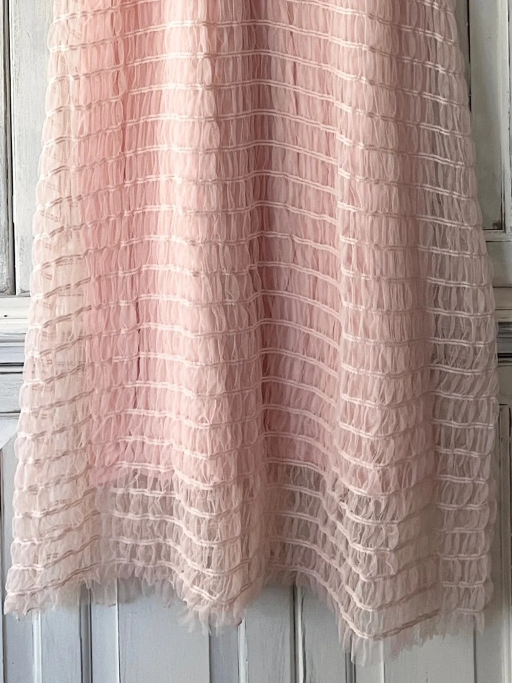 🟠NWT JUST ME Sleeveless Midi Dress w/Tulle and Satin Overlay - Blush SMALL - Picture 3 of 8